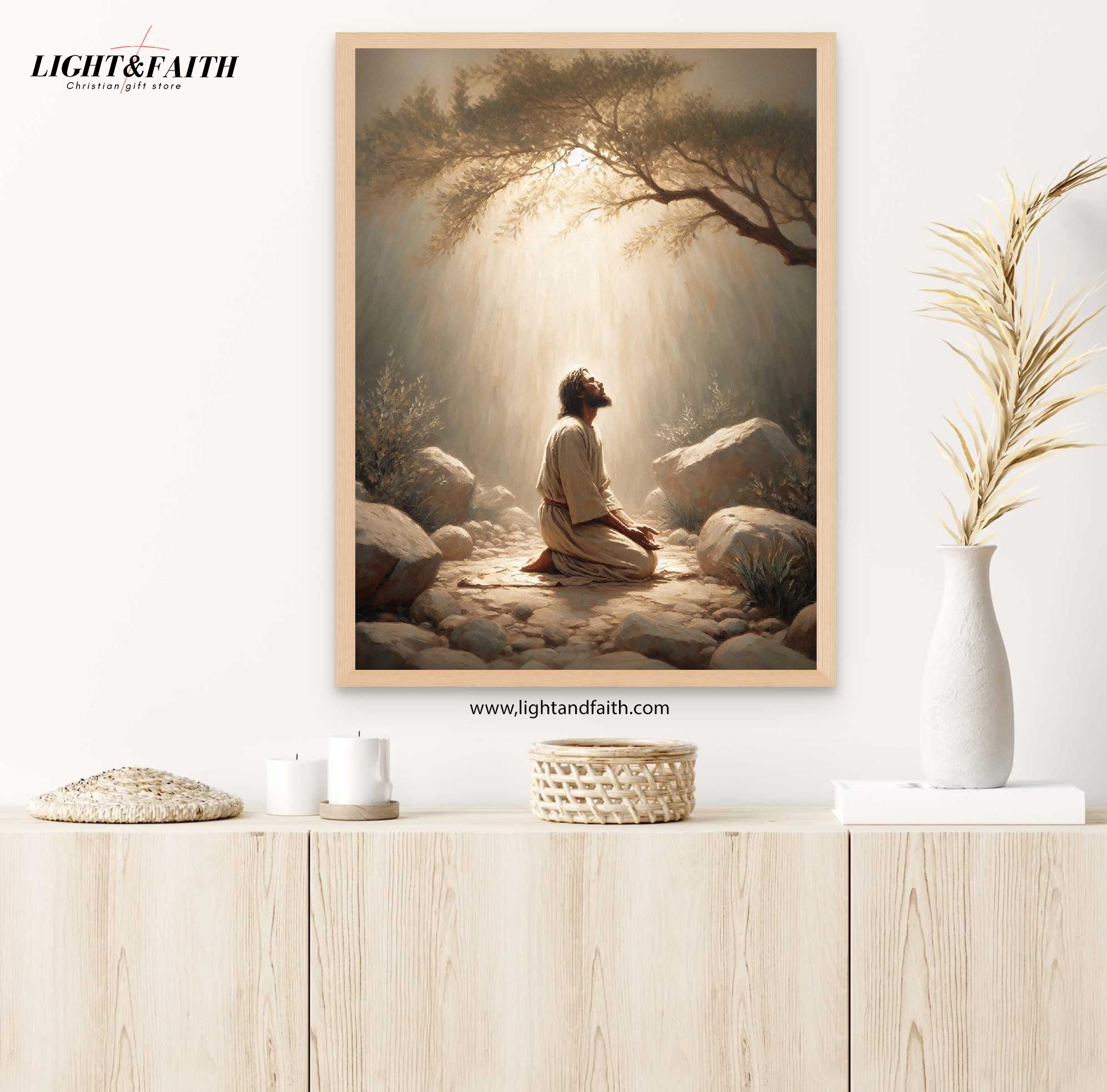 Garden of Gethsemane Poster, Picture of Jesus Praying, Bible Art Poster, Jesus Poster